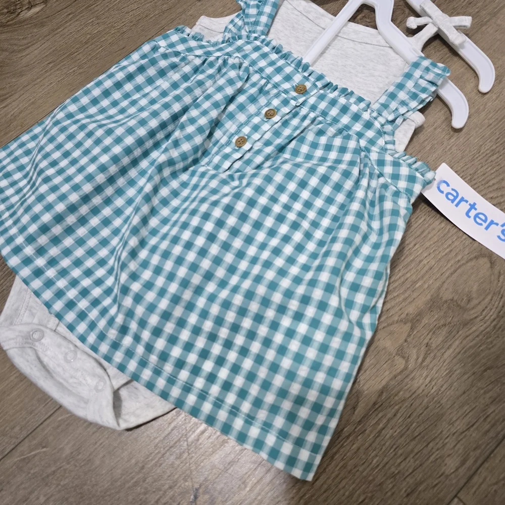 Carter's Turquoise Gingham Baby Dress & Bodysuit